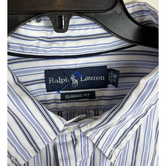 Men’s Vintage Polo Ralph Lauren Striped Button Down Shirt / Size XXLT - Picture 7 of 8